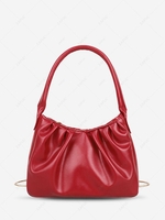 Solid Color Pleated Chain Tote Bag