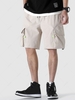 Solid Color Pocket Design Drawstring Cargo Bermuda Shorts Xxl Beige