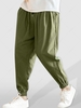 Solid Color Pocket Drawstring Baggy Beam Feet Pants S Army green