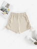 Solid Color Pockets Cinched Side Shorts Light coffee