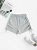 Solid Color Pockets Cinched Side Shorts Light gray