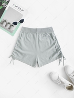 Solid Color Pockets Cinched Side Shorts Light gray