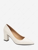 Solid Color Point Toe Chunky Heel Pumps