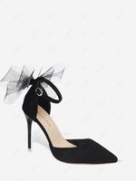 Solid Color Pointed Toe Bow Decorative High-heeled Shoes