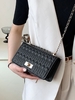 Solid Color PU Embossed Chain Crossbody Bag