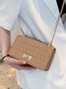 Solid Color PU Embossed Chain Crossbody Bag
