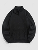 Solid Color Quater Zip Design Thermal Fleece-lined Sweatshirt Xxl Black