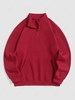 Solid Color Quater Zip Design Thermal Fleece-lined Sweatshirt Xxl Deep red
