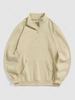 Solid Color Quater Zip Design Thermal Fleece-lined Sweatshirt Xxl Light coffee