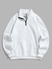 Solid Color Quater Zip Design Thermal Fleece-lined Sweatshirt Xxl White
