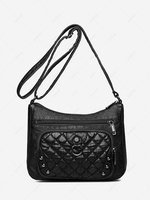Solid Color Retro Quilted Crossbody Bag