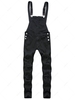 Solid Color Ripped Zipper Denim Overalls 2xl Black