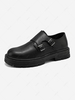 Solid Color Round Toe Buckle Decor Shoes