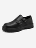 Solid Color Round Toe Buckle Decor Shoes