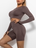 Solid Color Ruched Sports Tee and Scrunch Butt Shorts Set Xl Deep coffee