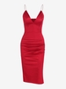 Solid Color Satin Party Dress S Red