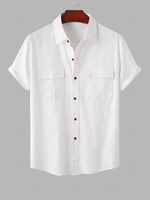 Solid Color Short Sleeves Shirt S White