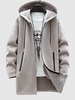 Solid Color Side Zipper Design Knitted Hooded Jacket Xs Light coffee