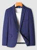 Solid Color Single Button Back Slit Design Blazer Xl Cadetblue