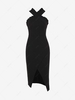 Solid Color Sleeveless Tulip Dress L Black