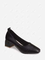 Solid Color Square Toe Slip-On Pumps