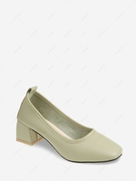 Solid Color Square Toe Slip-On Pumps