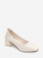 Solid Color Square Toe Slip-On Pumps