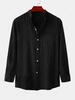 Solid Color Stand Collar Long Sleeves Shirt 2xl Black