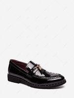 Solid Color Tassel Design Business Faux Leather Shoes