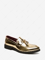 Solid Color Tassel Design Business Faux Leather Shoes
