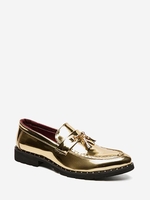 Solid Color Tassel Design Business Faux Leather Shoes