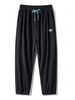 Solid Color Textured Jogger Pants 2xl Black