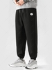 Solid Color Textured Sports Fleece-lined Jogger Pants M Black