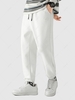 Solid Color Textured Sports Fleece-lined Jogger Pants M White