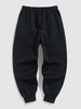 Solid Color Thermal Fleece-lined Casual Sweatpants L Black