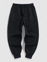Solid Color Thermal Fleece-lined Casual Sweatpants L Black