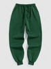 Solid Color Thermal Fleece-lined Casual Sweatpants L Deep green