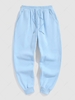 Solid Color Thermal Fleece-lined Casual Sweatpants L Light blue