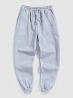 Solid Color Thermal Fleece-lined Casual Sweatpants M Gray
