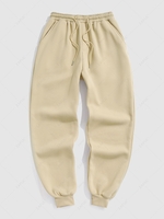 Solid Color Thermal Fleece-lined Casual Sweatpants M Light coffee