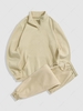 Solid Color Thermal Fleece-lined Sweatshirt and Casual Sweatpants Set Light coffee