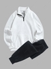 Solid Color Thermal Fleece-lined Sweatshirt and Casual Sweatpants Set White