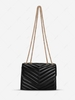 Solid Color Topstitching Chain Shoulder Bag