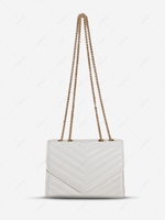 Solid Color Topstitching Chain Shoulder Bag