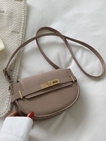 Solid Color Twist Lock Shoulder Bag