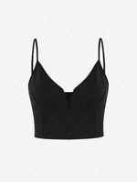 Solid Color V Notch Tank Top L Black