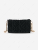 Solid Color Velvet Argyle Topstitching Chain Shoulder Bag