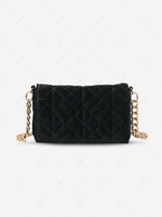 Solid Color Velvet Argyle Topstitching Chain Shoulder Bag