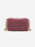 Solid Color Velvet Argyle Topstitching Chain Shoulder Bag