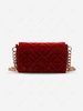 Solid Color Velvet Argyle Topstitching Chain Shoulder Bag